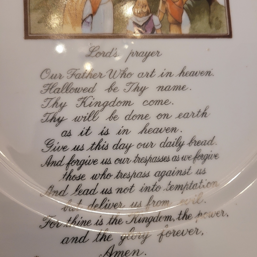 EUC Vintage Wall Hanging Plates Pair- Lord's Prayer and Ten Commandments - Picture 5 of 15